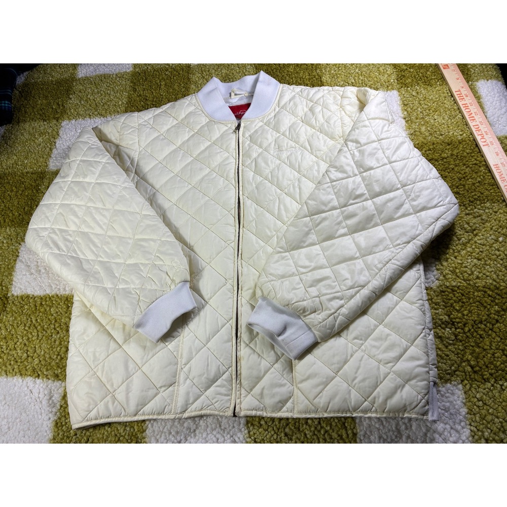 Southpole Quilted Bomber Jacket Cream Off White Zip Up XL‎ Junior Collection
